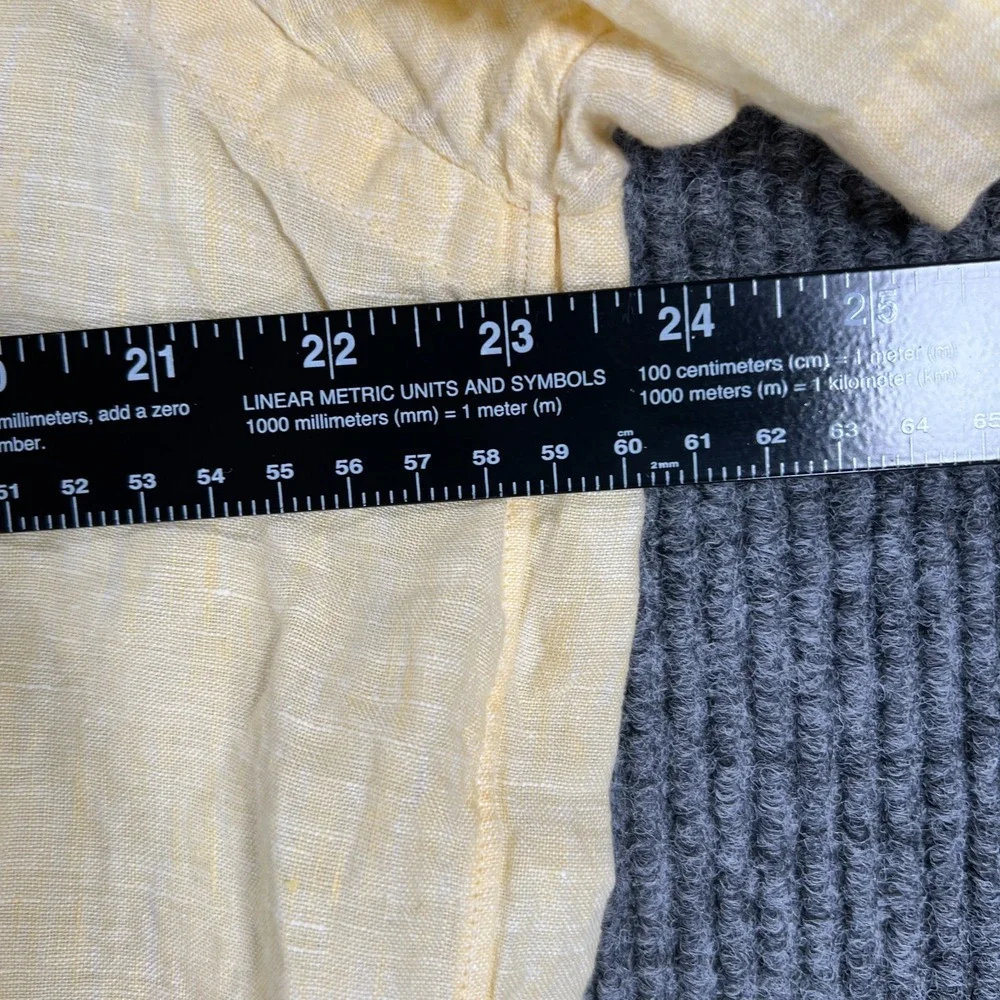 Cremieux Shirt‎ Mens XL Extra Large Yellow Linen Short Sleeve Button Down Casual